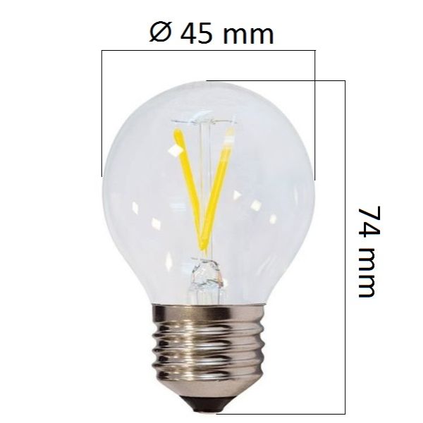 Retro LED žárovka E27  4W 400lm G45, studená, filament, ekvivalent 32W DOPRODEJ