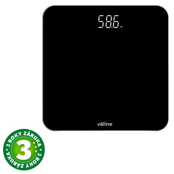 Digitální váha Väline Kocarli, max 180kg, na 3 baterie AAA, tvrzené sklo, černá