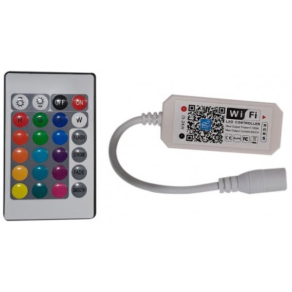 WIFI ovladač RGB+W pásku 100W, s dálkovým ovládáním, 24 tlačítek