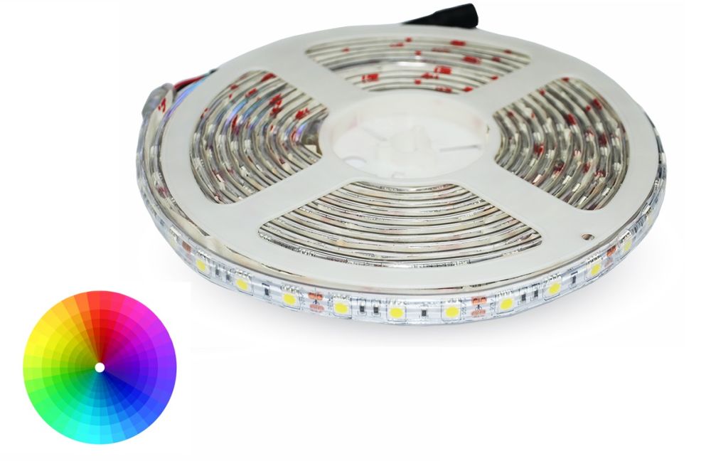 RGB LED pásek 30x5050 smd vícebarevný, 4,8W/m, voděodolný, délka 5m