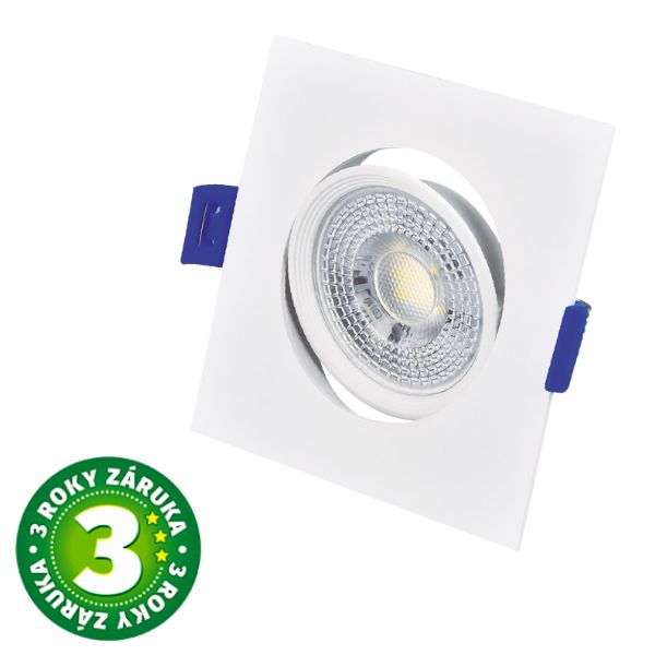 Prémiové výklopné podhledové bodové LED svítidlo 7W 510lm, studená, čtverec, 8,5cm, 3 roky
