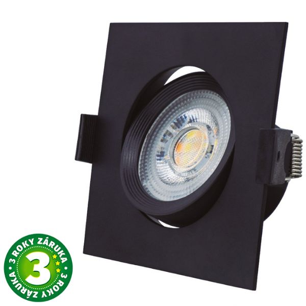 Prémiové výklopné podhledové bodové LED svítidlo 7W 510lm CCT černé čtverec 8,5cm, 3 roky