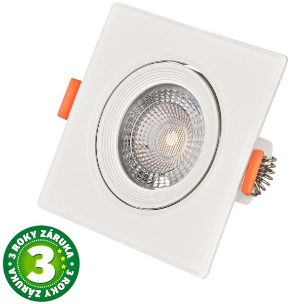 Prémiové výklopné podhledové bodové LED svítidlo 5W 440lm, denní, čtverec, 9cm, 3 roky