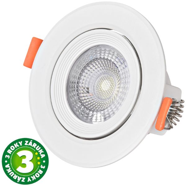 Prémiové výklopné podhledové bodové LED svítidlo 5W 440lm, denní, kruh, 9cm, 3 roky