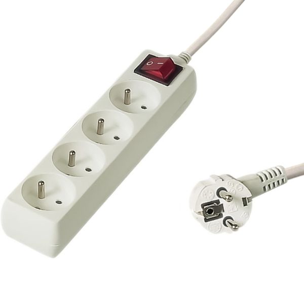 PremiumCord prodlužovací kabel pp4k-10 10m 4 zásuvky vypínač bílý