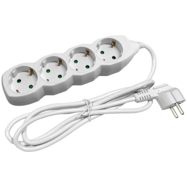 SCHUKO prodlužovací kabel - 4 zásuvky, 1,5m,  bílý