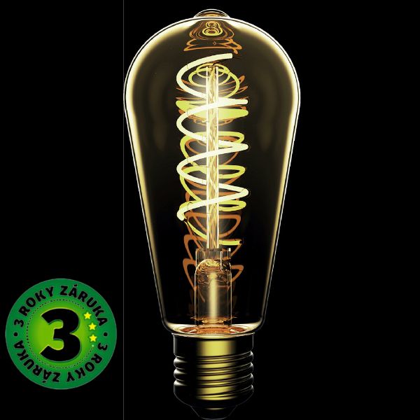 Prémiová designová retro LED žárovka E27 4,5W 400lm EXTRA TEPLÁ ST58 ekv. 35W 3 roky