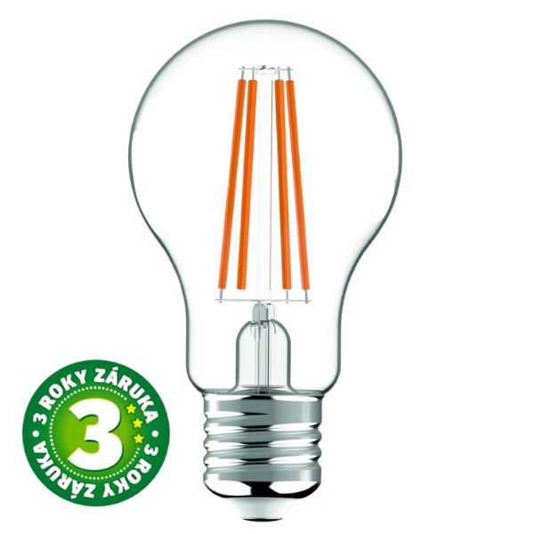 Ultra úsporná prémiová retro LED žárovka E27 4,9W 806lm A60 teplá filament ekv. 60W 3 roky