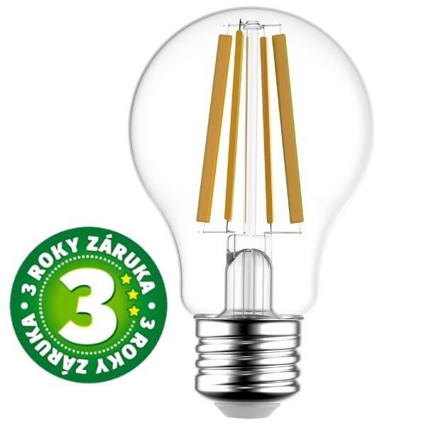 Ultra úsporná prémiová retro LED žárovka E27 10,5W 1521lm denní filament ekv. 100W, 3 roky