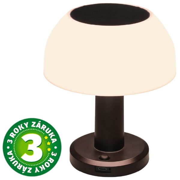 Solární LED stolní lampa Urgani s nabíjením USB, RGB, 1,6W, 18cm, 3 roky záruka – GSC