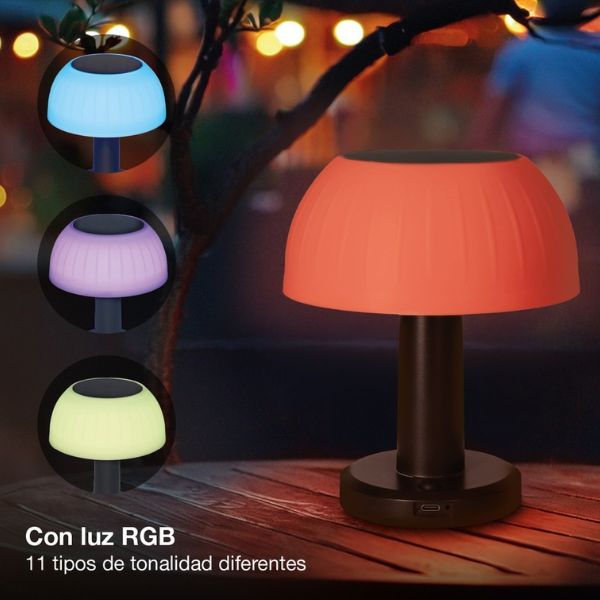 Solární LED stolní lampa Urgani s nabíjením USB, RGB, 1,6W, 18cm, 3 roky záruka