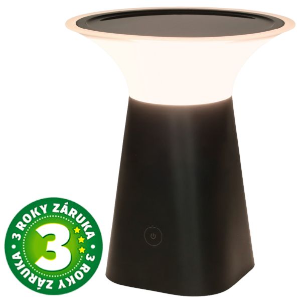 Solární LED stolní lampa s nabíjením USB, teplá, stmívatelná, 3W, 100lm, 19cm, 3 roky zár. – GSC