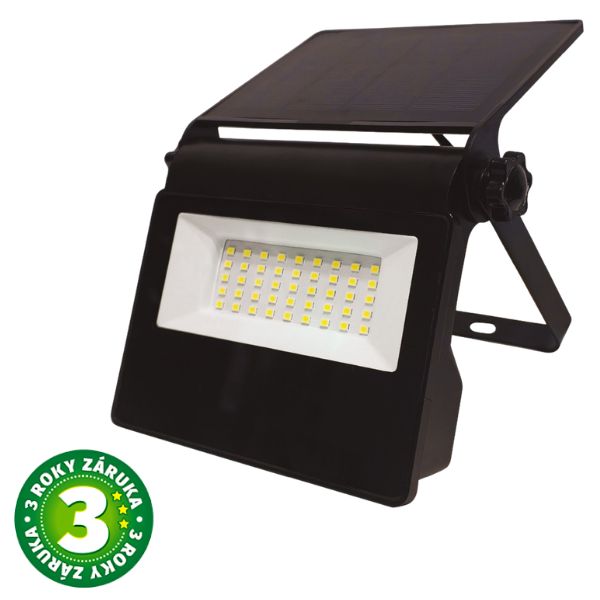 Výkonný solární LED reflektor s čidlem pohybu 7W 750lm, studená, vyměnitelný akumulátor