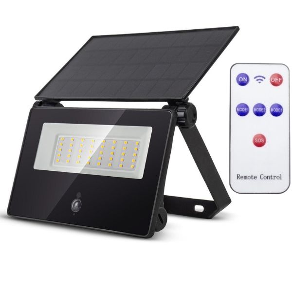 Výkonný solární LED reflektor s čidlem pohybu 15W 1300lm denní, vyměnitelný akumulátor, DO