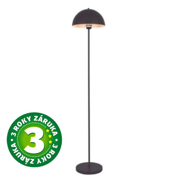 Stylová stojací lampa Gohira 145cm na 1 žárovku E27 max 40W, kovová, černá, 3 roky záruka