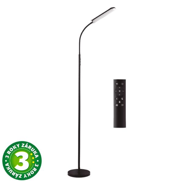 Stmívatelná LED stojací lampa Livara 18W 1250lm měnitelná barva světla, DO, černá, 3 roky