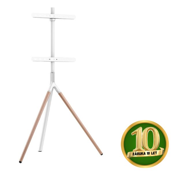 Stojan na TV 45"- 65" na podlahu Holmios, otočný o 70°, nosnost 32kg, bílý, 10 let záruka