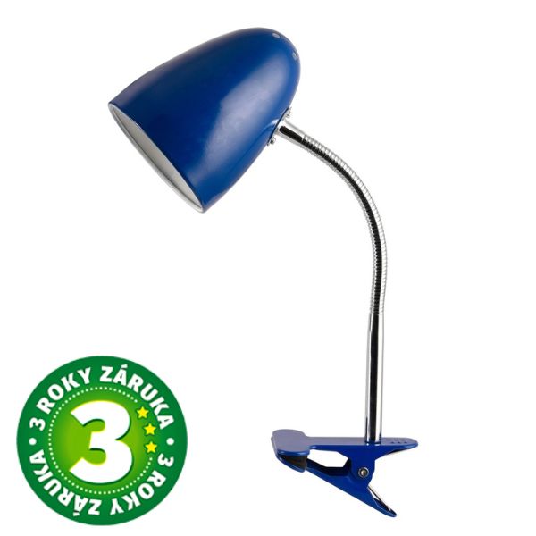 Stolní lampa s klipem, závit E27, modrá