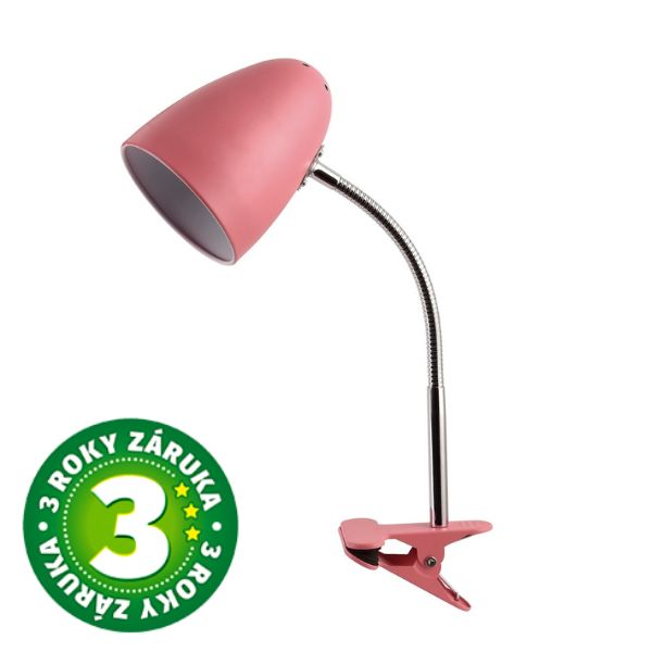 Stolní lampa s klipem, závit E27, růžová