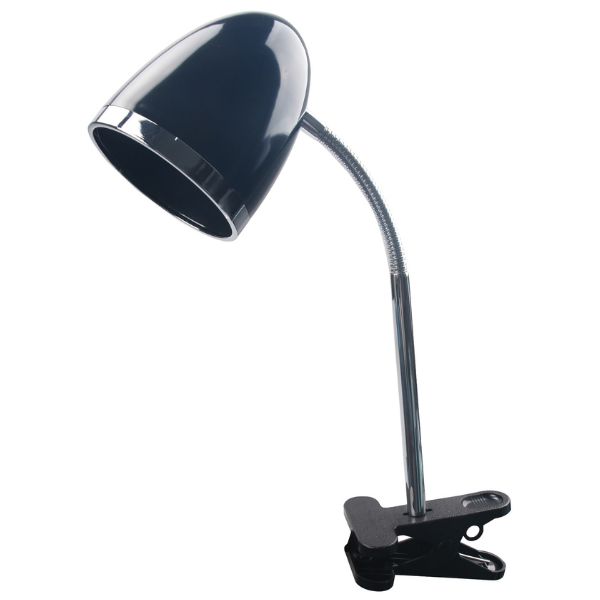 Stolní lampa s klipem, závit E27, černá
