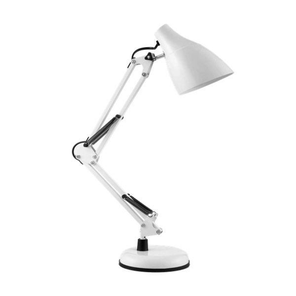 Kloubová stolní lampa s paticí E27, bílá