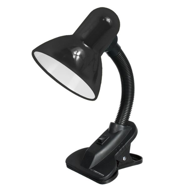 Stolní lampa s klipem na 1 žárovku E27, černá