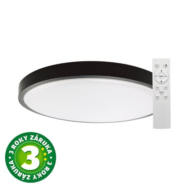 Prémiové LED stropní svítidlo Andra 34cm 24W 1875lm CCT, černý rám, dálkové ovl., 3 roky