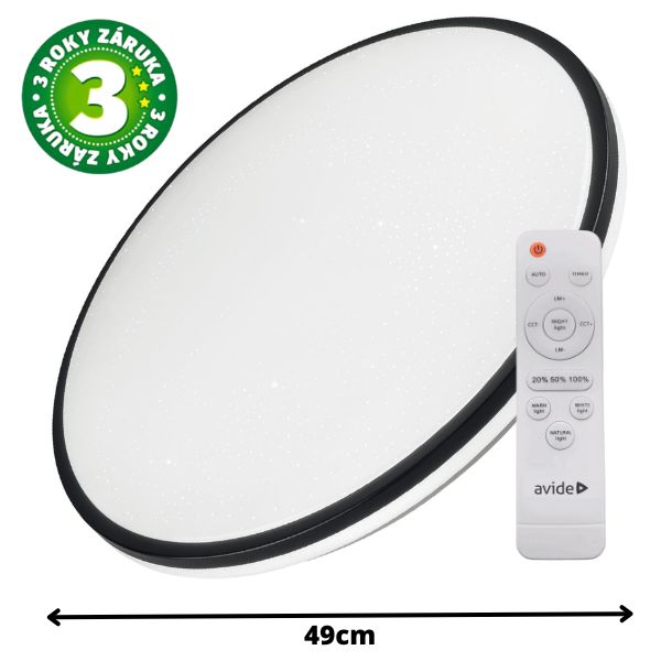 Prémiové led stropní svítidlo Avide Olivia XL 49cm 48W 2600lm CCT dálkové ovládání, 3 roky