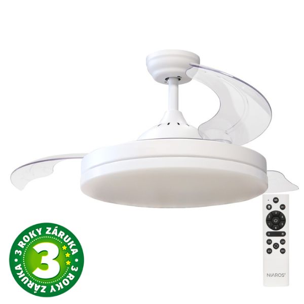 Stropní ventilátor se světlem Tungati 107cm 61W, 1521lm, CCT, DO, bílý, 3 roky záruka