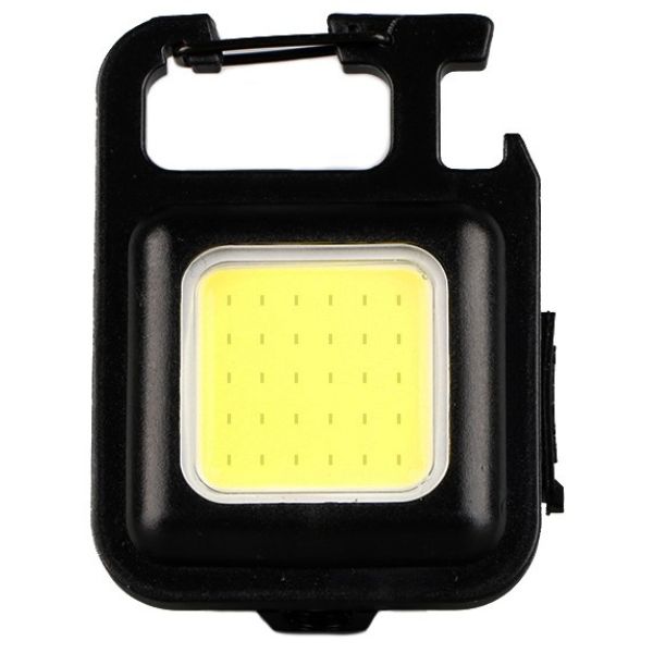 Nabíjecí LED světlo na klíče 5W 300lm IP54, s otvírákem lahví, černý plast