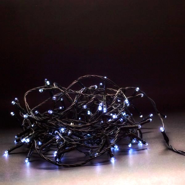 LED vánoční řetěz 9m, venkovní, studené světlo 120 LED, 3,6W, do zásuvky, dálkové ovládání