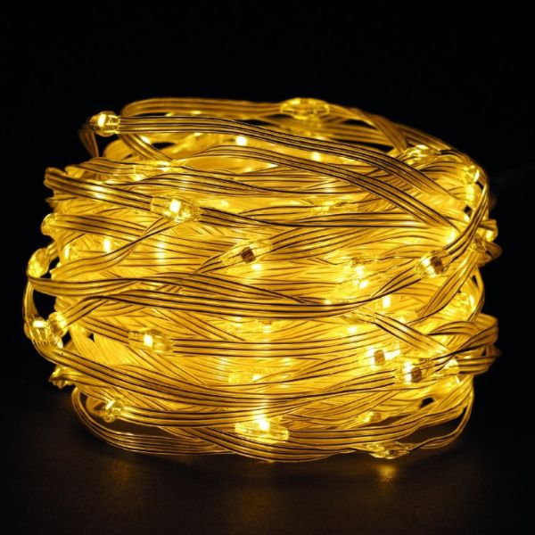 Nano LED vánoční řetěz 20m, venkovní, teplé světlo, 200 LED, 3,6W, do zásuvky, 8 režimů