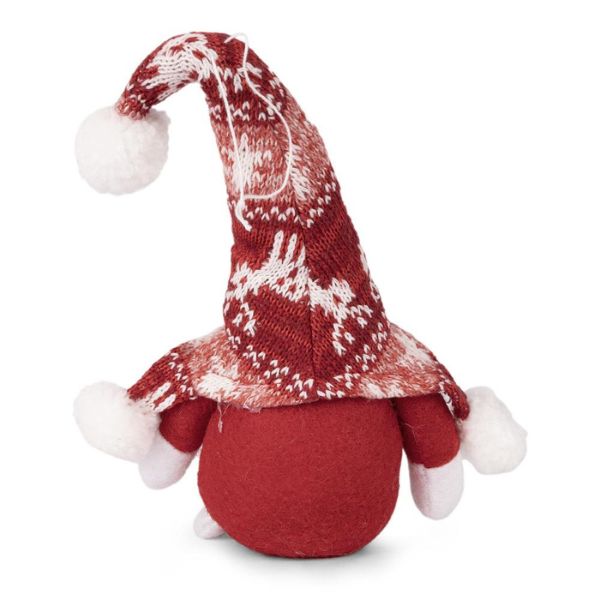 Vánoční skřítek s pletenou červenou čepicí 24cm