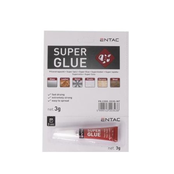 Tekuté vteřinové lepidlo Entac Superglue 3g