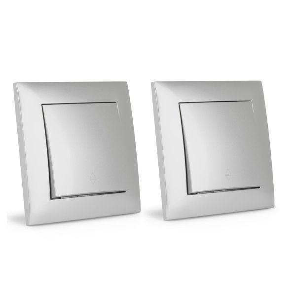 2 x Přepínač jednopólový (schodišťák) stříbrný