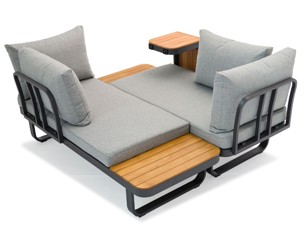 Zahradní set – hliníková variabilní sestava Samos 6 pro 2-4 osoby s akácií 175x140cm 
