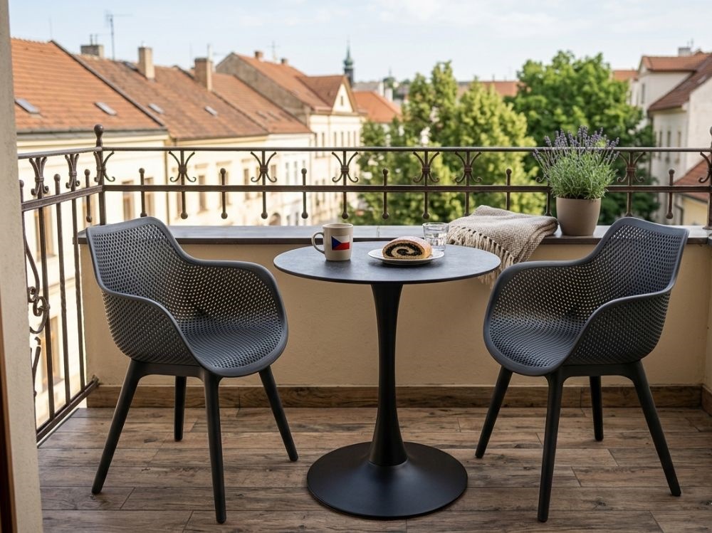 Zahradní set: kulatý stůl Jamy 70cm a 2 designová křesla Jasper – LTC